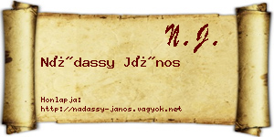 Nádassy János névjegykártya